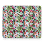 Vintage Cactus And Flower Print Mouse Pad