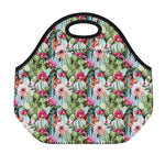 Vintage Cactus And Flower Print Neoprene Lunch Bag