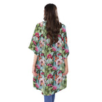 Vintage Cactus And Flower Print Open Front Beach Cover Up
