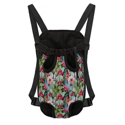Vintage Cactus And Flower Print Pet Carrier Backpack