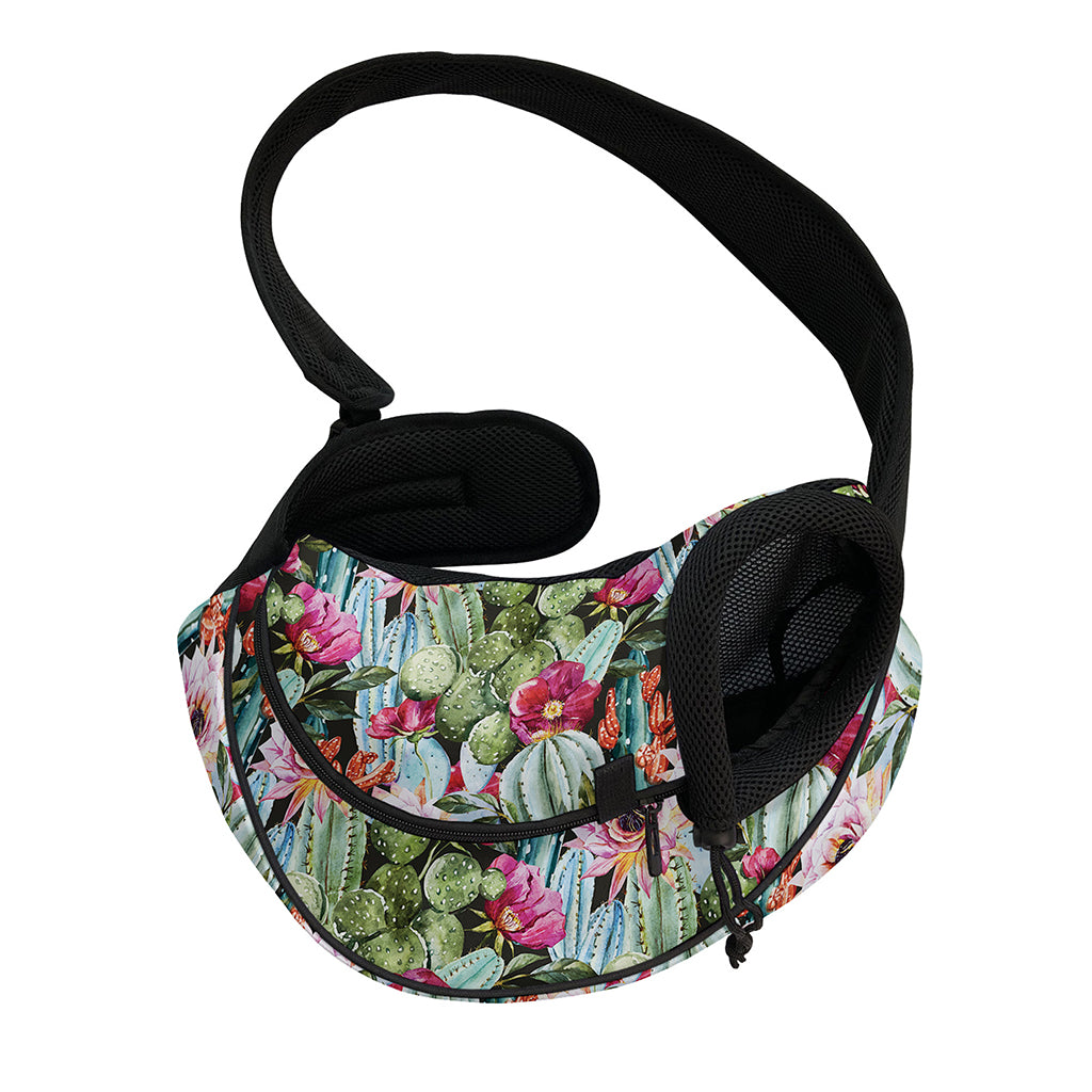 Vintage Cactus And Flower Print Pet Sling Carrier