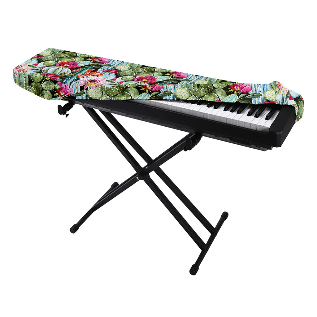 Vintage Cactus And Flower Print Piano Keyboard Cover