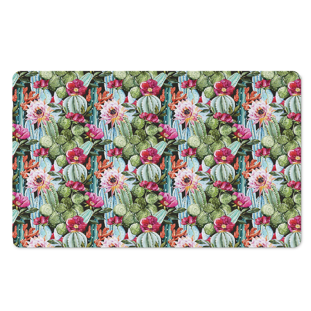 Vintage Cactus And Flower Print Polyester Doormat