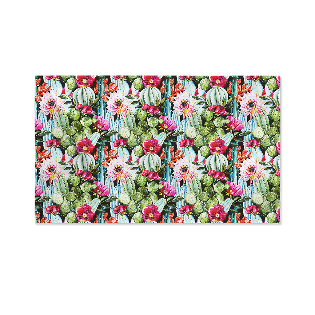 Vintage Cactus And Flower Print Polyester Flag