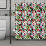Vintage Cactus And Flower Print Polyester Shower Curtain