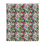 Vintage Cactus And Flower Print Polyester Shower Curtain