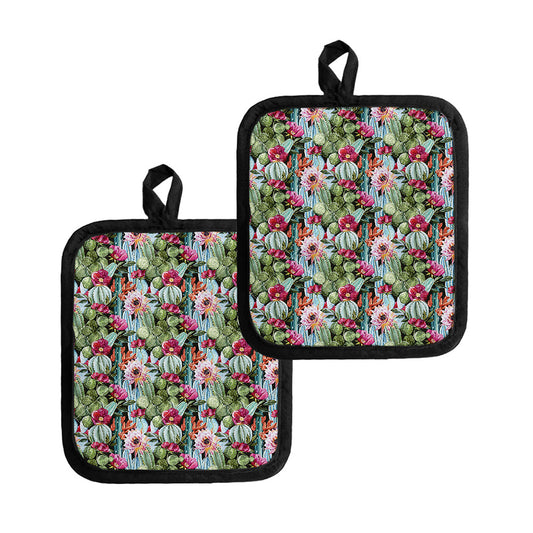 Vintage Cactus And Flower Print Pot Holders