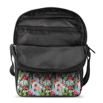 Vintage Cactus And Flower Print Rectangular Crossbody Bag