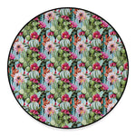 Vintage Cactus And Flower Print Round Floor Mat