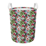 Vintage Cactus And Flower Print Round Laundry Basket
