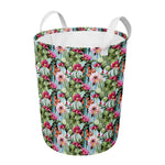 Vintage Cactus And Flower Print Round Laundry Basket