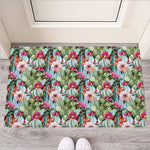 Vintage Cactus And Flower Print Rubber Doormat