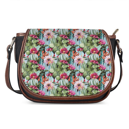 Vintage Cactus And Flower Print Saddle Bag