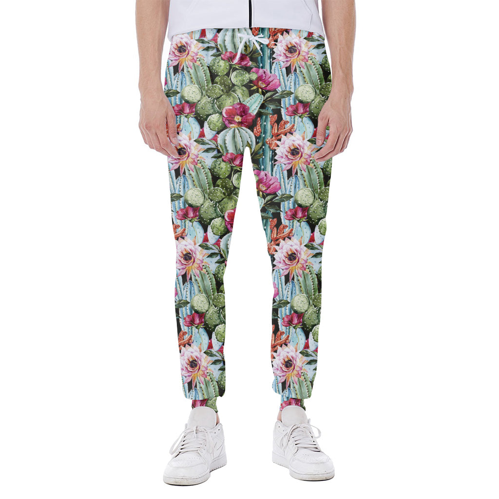 Vintage Cactus And Flower Print Scuba Joggers