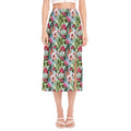 Vintage Cactus And Flower Print Side Slit Midi Skirt