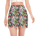 Vintage Cactus And Flower Print Side Slit Mini Skirt