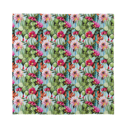 Vintage Cactus And Flower Print Silk Bandana