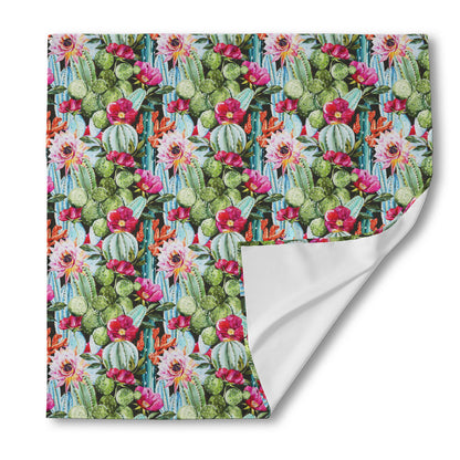 Vintage Cactus And Flower Print Silk Bandana