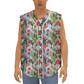 Vintage Cactus And Flower Print Sleeveless Baseball Jersey