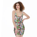 Vintage Cactus And Flower Print Sleeveless Bodycon Dress