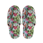 Vintage Cactus And Flower Print Slippers