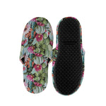 Vintage Cactus And Flower Print Slippers