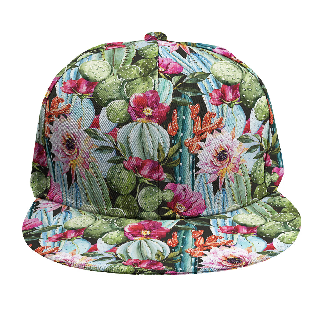 Vintage Cactus And Flower Print Snapback Cap