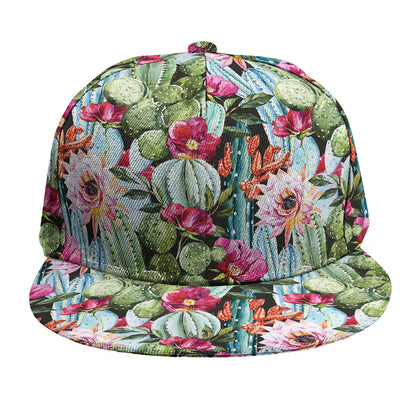Vintage Cactus And Flower Print Snapback Cap