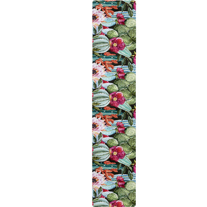Vintage Cactus And Flower Print Table Runner