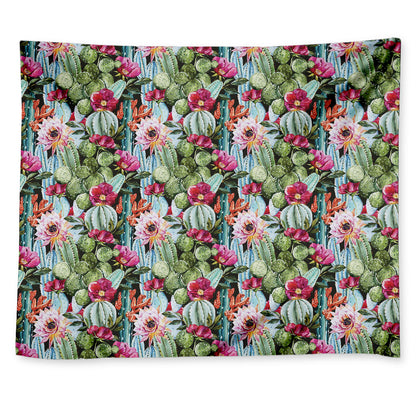 Vintage Cactus And Flower Print Tapestry
