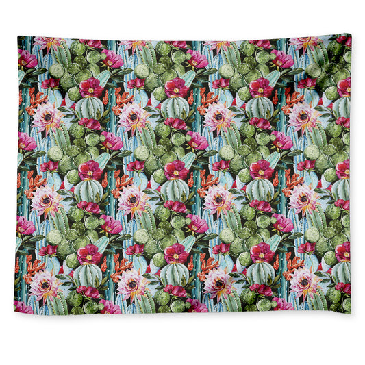 Vintage Cactus And Flower Print Tapestry