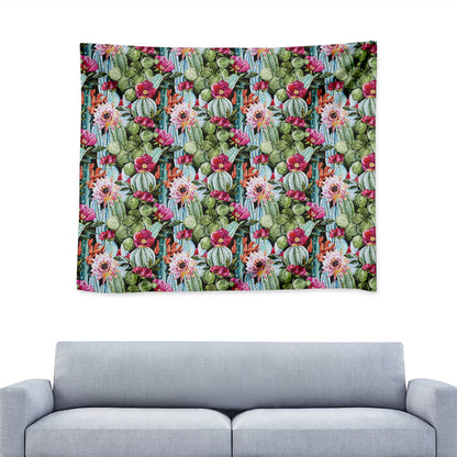 Vintage Cactus And Flower Print Tapestry