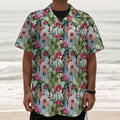 Vintage Cactus And Flower Print Textured Short Sleeve Shirt
