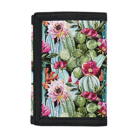 Vintage Cactus And Flower Print Trifold Wallet
