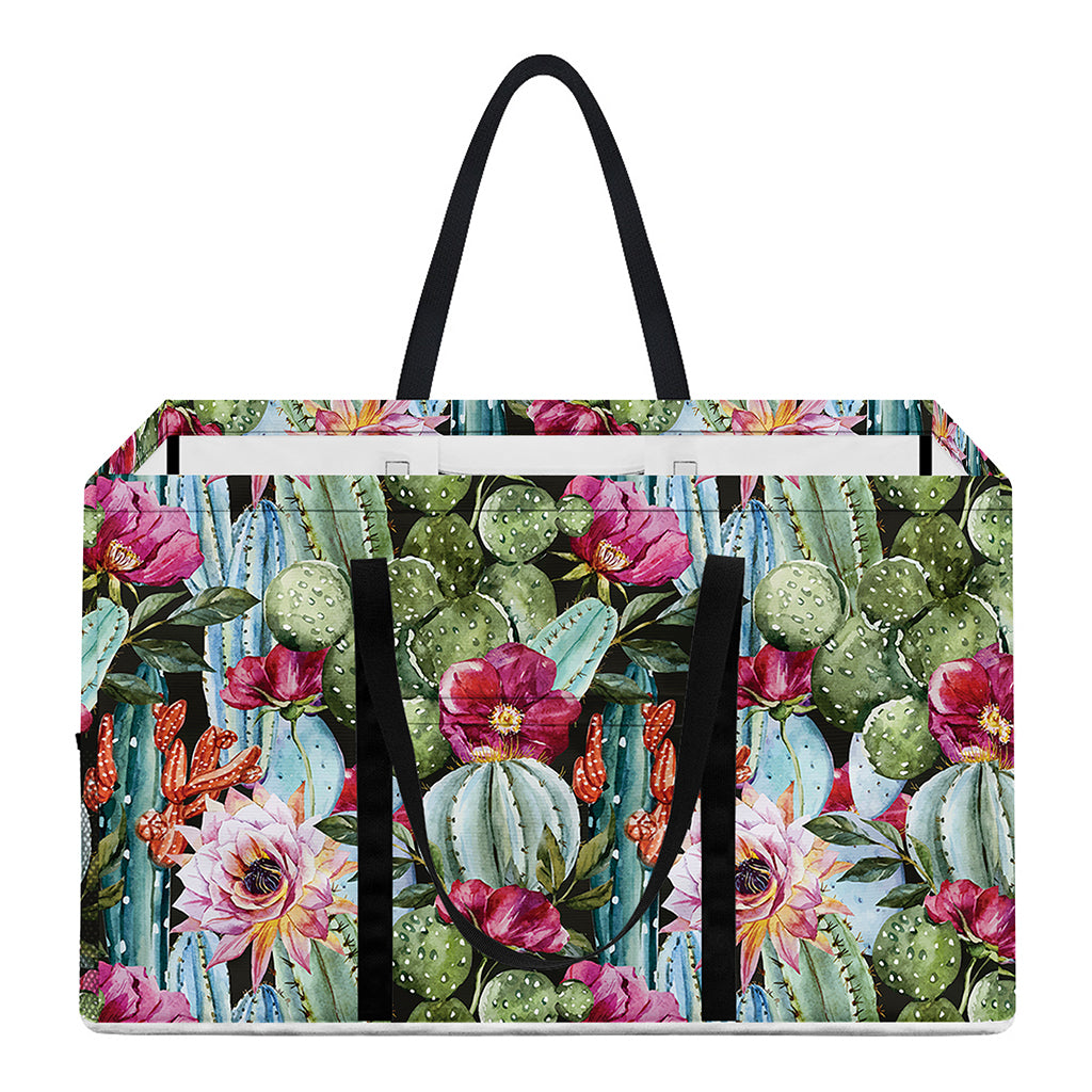 Vintage Cactus And Flower Print Utility Tote Bag