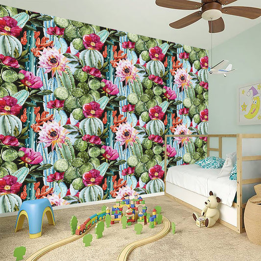 Vintage Cactus And Flower Print Wall Sticker