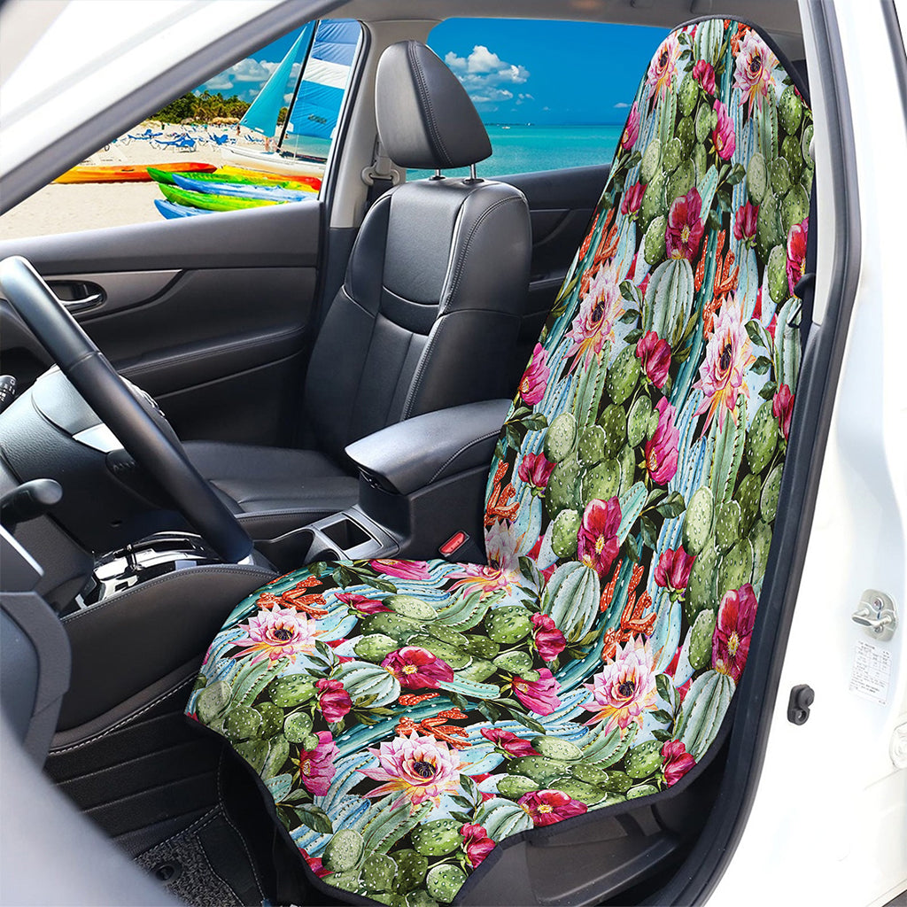 Vintage Cactus And Flower Print Waterproof Car Seat Cover