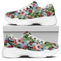 Vintage Cactus And Flower Print White Chunky Shoes