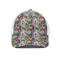 Vintage Cactus And Flower Print White Mesh Trucker Hat