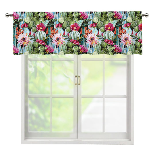 Vintage Cactus And Flower Print Window Valance