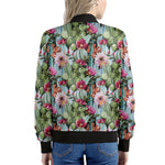 Vintage Cactus And Flower Print Women's Bomber Jacket