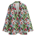 Vintage Cactus And Flower Print Women's Cotton Blazer