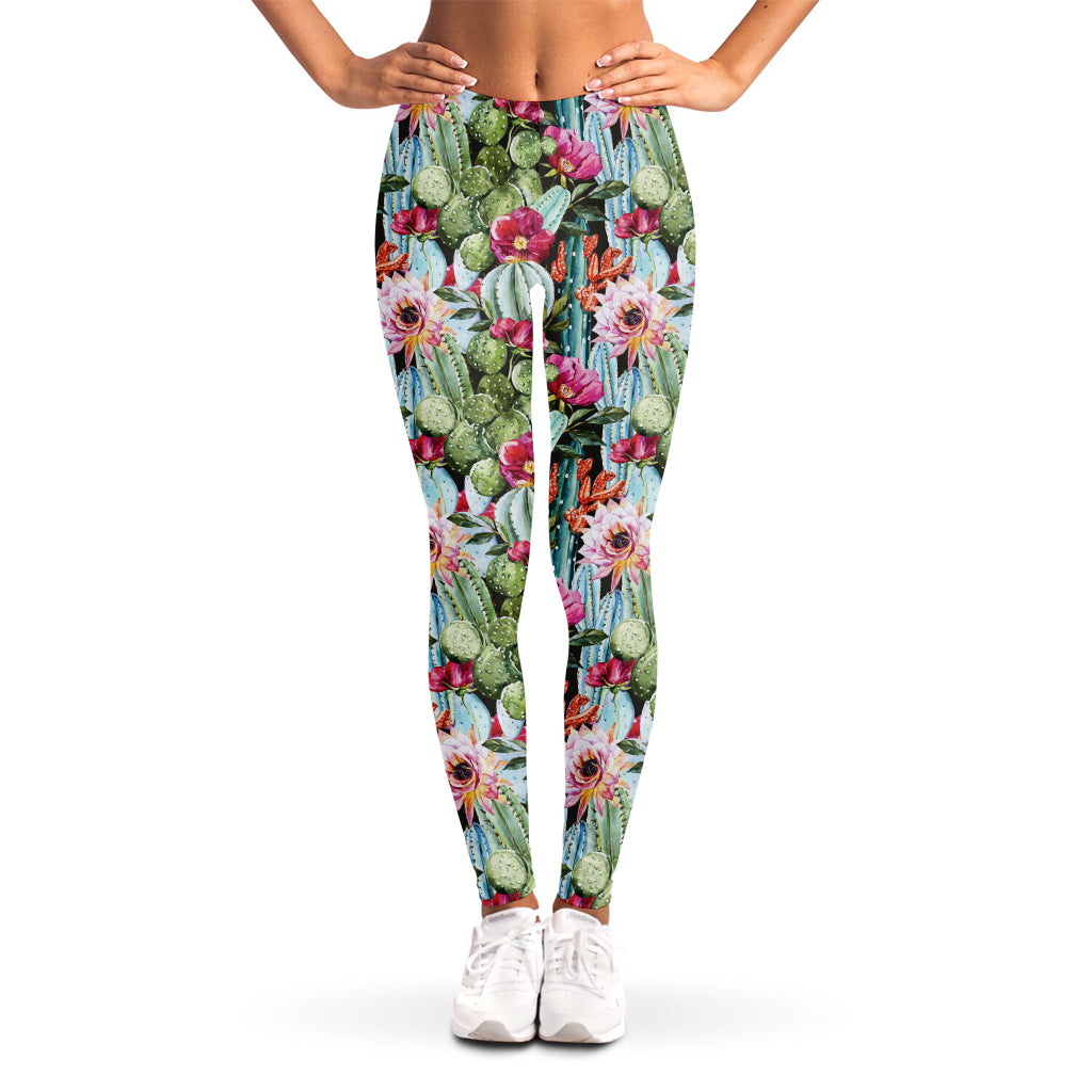 Vintage Cactus And Flower Print Women's Leggings