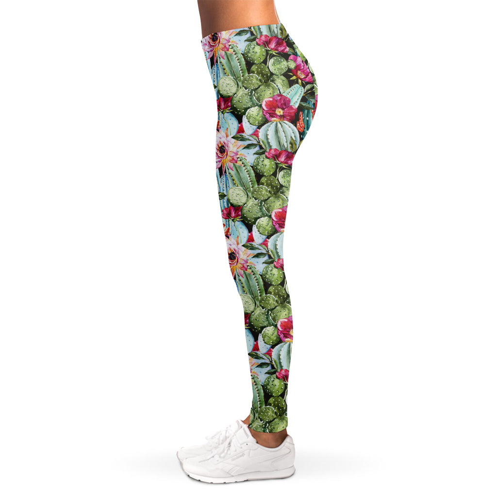 Vintage Cactus And Flower Print Women's Leggings