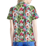 Vintage Cactus And Flower Print Women's Polo Shirt