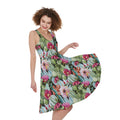 Vintage Cactus And Flower Print Sleeveless Knee Length Dress