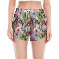 Vintage Cactus And Flower Print Women's Split Running Shorts