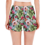 Vintage Cactus And Flower Print Women's Split Running Shorts