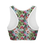 Vintage Cactus And Flower Print Women's Sports Bra