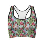 Vintage Cactus And Flower Print Women's Sports Bra